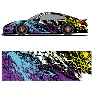 Yarış arabası reklamları için yarış vinili çıkartmasının soyut grafik tasarımı