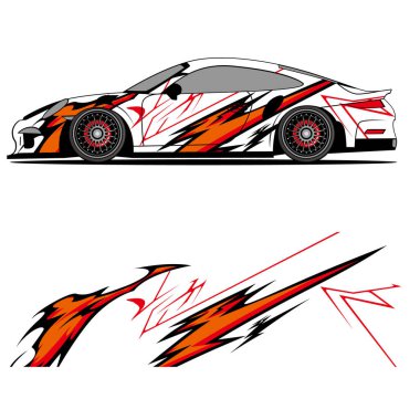 Yarış arabası otomotiv, arka plan, marka tasarımı, kamuflaj, araba çıkartması için yarış vinili çıkartmasının soyut grafik tasarımı
