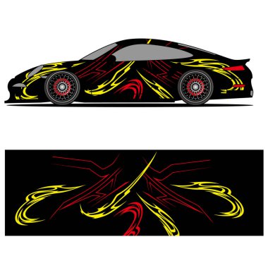 Yarış arabası otomotiv, arka plan, marka tasarımı, kamuflaj, araba çıkartması için yarış vinili çıkartmasının soyut grafik tasarımı