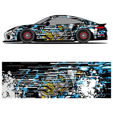 Yarış arabası otomotiv, arka plan, marka tasarımı, kamuflaj, araba çıkartması için yarış vinili çıkartmasının soyut grafik tasarımı
