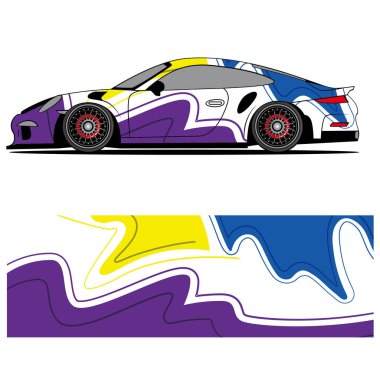Yarış arabası otomotiv, arka plan, marka tasarımı, kamuflaj, araba çıkartması için yarış vinili çıkartmasının soyut grafik tasarımı