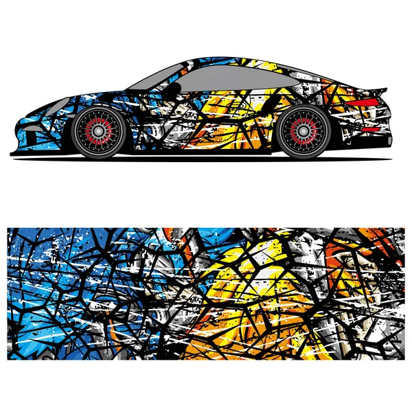 Yarış arabası otomotiv, arka plan, marka tasarımı, kamuflaj, araba çıkartması için yarış vinili çıkartmasının soyut grafik tasarımı