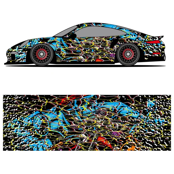 Yarış arabası otomotiv, arka plan, marka tasarımı, kamuflaj, araba çıkartması için yarış vinili çıkartmasının soyut grafik tasarımı
