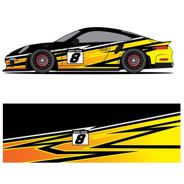 Yarış arabası otomotiv, arka plan, marka tasarımı, kamuflaj, araba çıkartması için yarış vinili çıkartmasının soyut grafik tasarımı