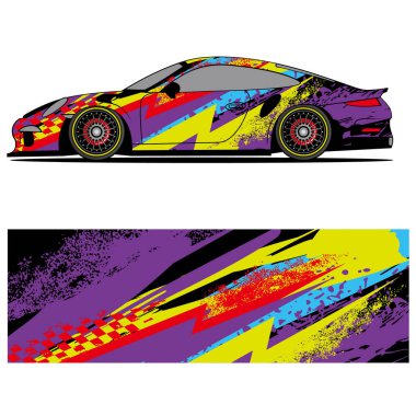 Yarış arabası otomotiv, arka plan, marka tasarımı, kamuflaj, araba çıkartması için yarış vinili çıkartmasının soyut grafik tasarımı