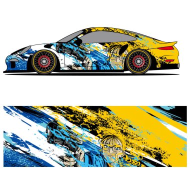 Yarış arabası otomotiv, arka plan, marka tasarımı, kamuflaj, araba çıkartması için yarış vinili çıkartmasının soyut grafik tasarımı