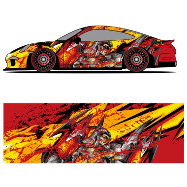 Yarış arabası otomotiv, arka plan, marka tasarımı, kamuflaj, araba çıkartması için yarış vinili çıkartmasının soyut grafik tasarımı