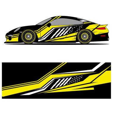 Yarış arabası otomotiv, arka plan, marka tasarımı, kamuflaj, araba çıkartması için yarış vinili çıkartmasının soyut grafik tasarımı