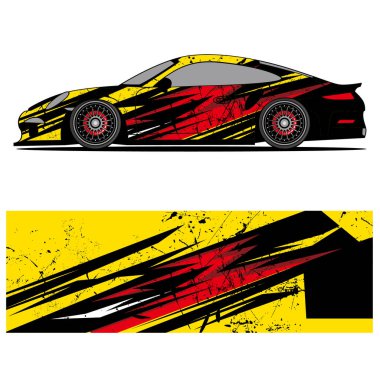 Yarış arabası otomotiv, arka plan, marka tasarımı, kamuflaj, araba çıkartması için yarış vinili çıkartmasının soyut grafik tasarımı