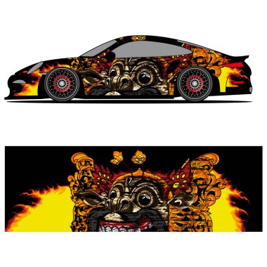 Yarış arabası otomotiv, arka plan, marka tasarımı, kamuflaj, araba çıkartması için yarış vinili çıkartmasının soyut grafik tasarımı