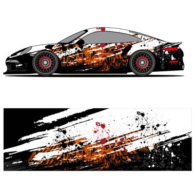 Yarış arabası otomotiv, arka plan, marka tasarımı, kamuflaj, araba çıkartması için yarış vinili çıkartmasının soyut grafik tasarımı