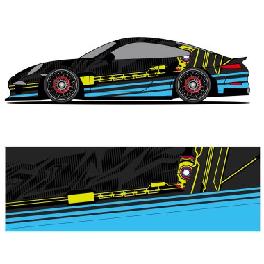 Yarış arabası otomotiv, arka plan, marka tasarımı, kamuflaj, araba çıkartması için yarış vinili çıkartmasının soyut grafik tasarımı