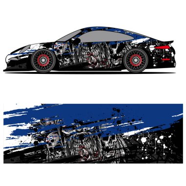 Yarış arabası otomotiv, arka plan, marka tasarımı, kamuflaj, araba çıkartması için yarış vinili çıkartmasının soyut grafik tasarımı