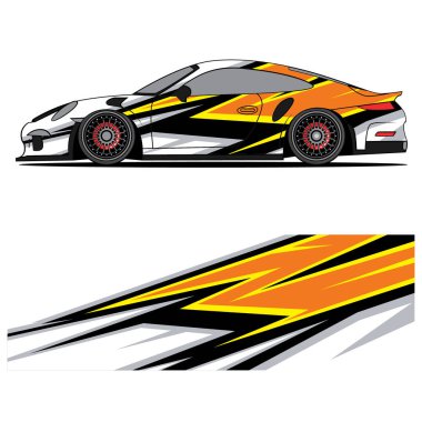 Yarış arabası otomotiv, arka plan, marka tasarımı, kamuflaj, araba çıkartması için yarış vinili çıkartmasının soyut grafik tasarımı