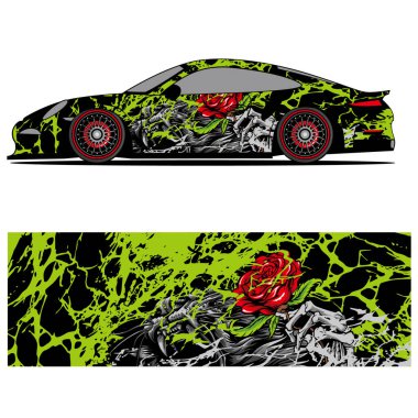 Yarış arabası otomotiv, arka plan, marka tasarımı, kamuflaj, araba çıkartması için yarış vinili çıkartmasının soyut grafik tasarımı