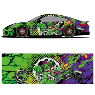 Yarış arabası otomotiv, arka plan, marka tasarımı, kamuflaj, araba çıkartması için yarış vinili çıkartmasının soyut grafik tasarımı