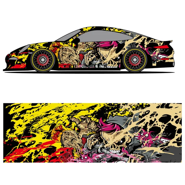 Yarış arabası otomotiv, arka plan, marka tasarımı, kamuflaj, araba çıkartması için yarış vinili çıkartmasının soyut grafik tasarımı