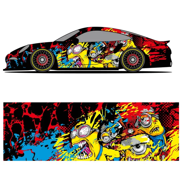 Yarış arabası otomotiv, arka plan, marka tasarımı, kamuflaj, araba çıkartması için yarış vinili çıkartmasının soyut grafik tasarımı