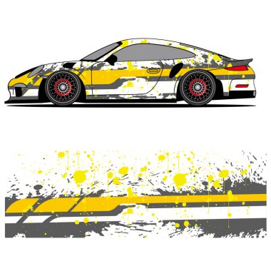 Yarış arabası otomotiv, arka plan, marka tasarımı, kamuflaj, araba çıkartması için yarış vinili çıkartmasının soyut grafik tasarımı