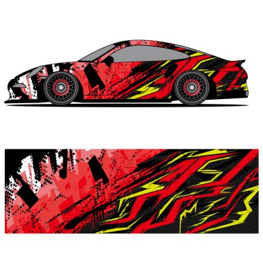 Yarış arabası otomotiv, arka plan, marka tasarımı, kamuflaj, araba çıkartması için yarış vinili çıkartmasının soyut grafik tasarımı