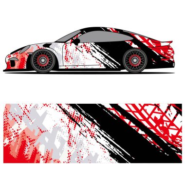 Yarış arabası otomotiv, arka plan, marka tasarımı, kamuflaj, araba çıkartması için yarış vinili çıkartmasının soyut grafik tasarımı