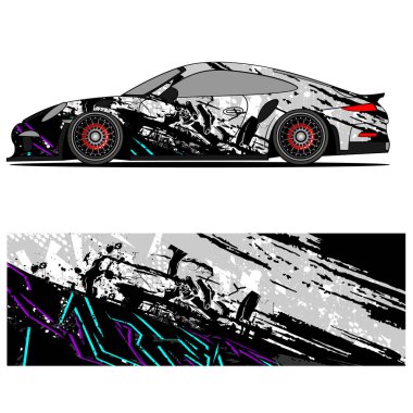 Yarış arabası otomotiv, arka plan, marka tasarımı, kamuflaj, araba çıkartması için yarış vinili çıkartmasının soyut grafik tasarımı