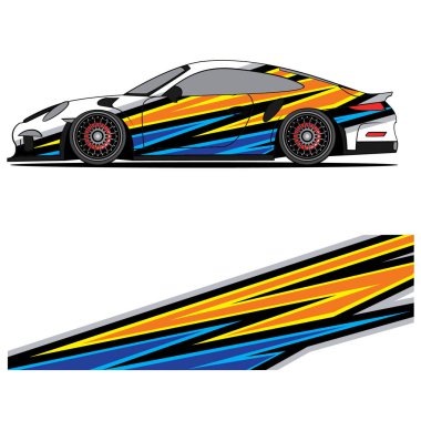 Yarış arabası otomotiv, arka plan, marka tasarımı, kamuflaj, araba çıkartması için yarış vinili çıkartmasının soyut grafik tasarımı