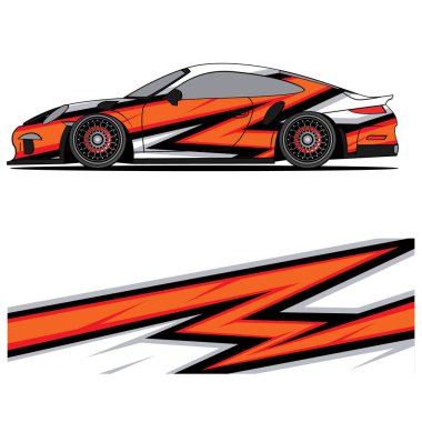 Yarış arabası otomotiv, arka plan, marka tasarımı, kamuflaj, araba çıkartması için yarış vinili çıkartmasının soyut grafik tasarımı