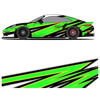 Yarış arabası otomotiv, arka plan, marka tasarımı, kamuflaj, araba çıkartması için yarış vinili çıkartmasının soyut grafik tasarımı