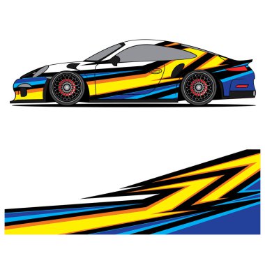 Yarış arabası otomotiv, arka plan, marka tasarımı, kamuflaj, araba çıkartması için yarış vinili çıkartmasının soyut grafik tasarımı