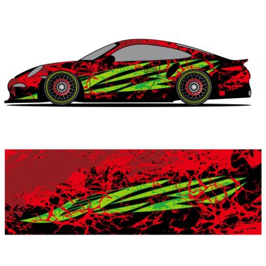 Yarış arabası otomotiv, arka plan, marka tasarımı, kamuflaj, araba çıkartması için yarış vinili çıkartmasının soyut grafik tasarımı