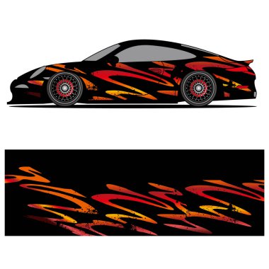 Yarış arabası otomotiv, arka plan, marka tasarımı, kamuflaj, araba çıkartması için yarış vinili çıkartmasının soyut grafik tasarımı
