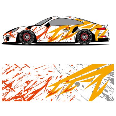 Yarış arabası otomotiv, arka plan, marka tasarımı, kamuflaj, araba çıkartması için yarış vinili çıkartmasının soyut grafik tasarımı