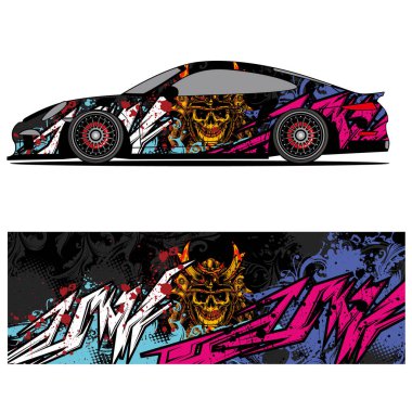 Yarış arabası otomotiv, arka plan, marka tasarımı, kamuflaj, araba çıkartması için yarış vinili çıkartmasının soyut grafik tasarımı