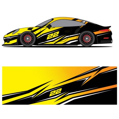 Yarış arabası otomotiv, arka plan, marka tasarımı, kamuflaj, araba çıkartması için yarış vinili çıkartmasının soyut grafik tasarımı