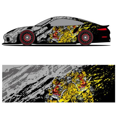 Yarış arabası otomotiv, arka plan, marka tasarımı, kamuflaj, araba çıkartması için yarış vinili çıkartmasının soyut grafik tasarımı