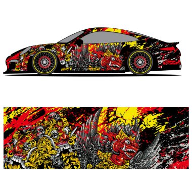 Yarış arabası otomotiv, arka plan, marka tasarımı, kamuflaj, araba çıkartması için yarış vinili çıkartmasının soyut grafik tasarımı