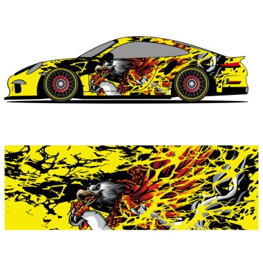 Yarış arabası otomotiv, arka plan, marka tasarımı, kamuflaj, araba çıkartması için yarış vinili çıkartmasının soyut grafik tasarımı