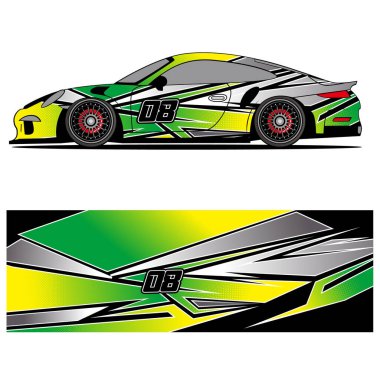 Yarış arabası otomotiv, arka plan, marka tasarımı, kamuflaj, araba çıkartması için yarış vinili çıkartmasının soyut grafik tasarımı