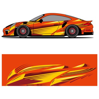 Yarış arabası otomotiv, arka plan, marka tasarımı, kamuflaj, araba çıkartması için yarış vinili çıkartmasının soyut grafik tasarımı