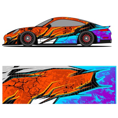 Tam ambalajlı yarış arabası soyut vinil etiket seti otomobil, otomobil, otomotiv, arkaplan, marka tasarımı, kamuflaj, araba çıkartması, 