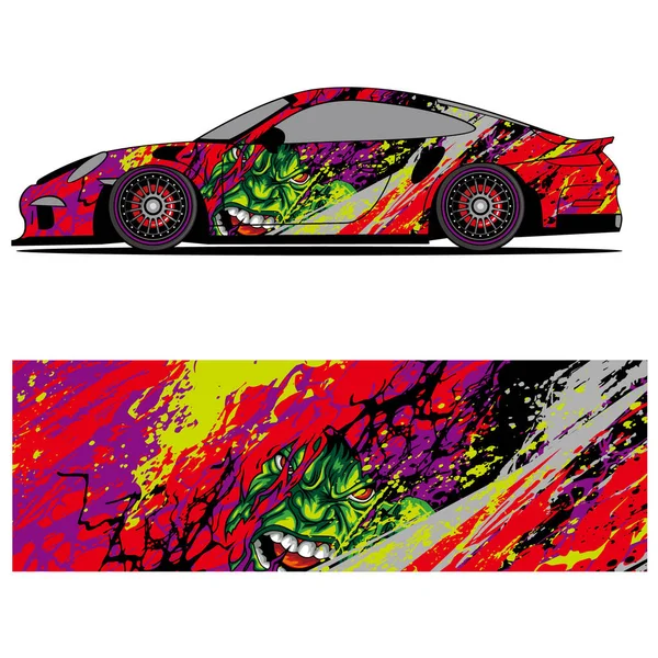 Abstrakte Grafische Gestaltung Von Rennsport Vinyl Aufklebern Für Rennwagen Hintergrund — Stockvektor