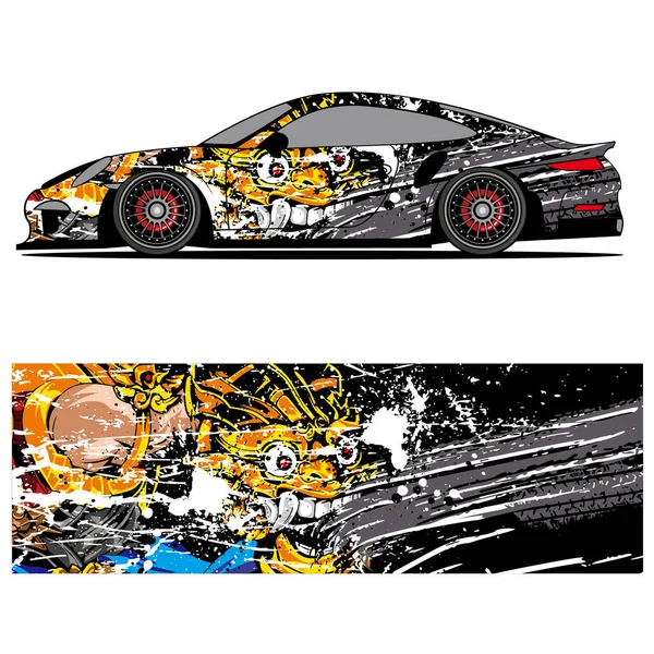 Abstrakte Grafische Gestaltung Von Rennsport Vinyl Aufklebern Für Rennwagen Hintergrund — Stockvektor