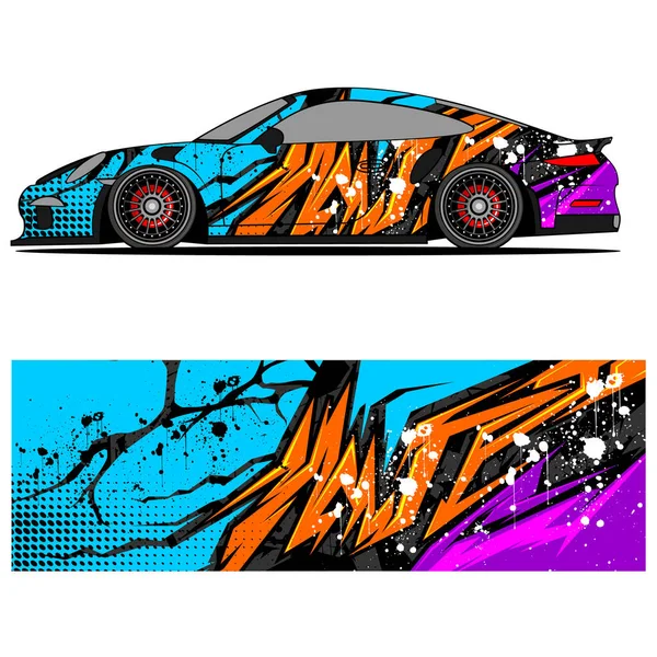 Abstract Graphic Design Racing Vinyl Sticker Racing Car Automotive Background — Stock Vector