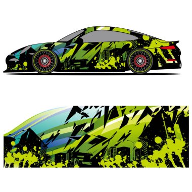 Yarış arabası reklamları için yarış vinili çıkartmasının soyut grafik tasarımı