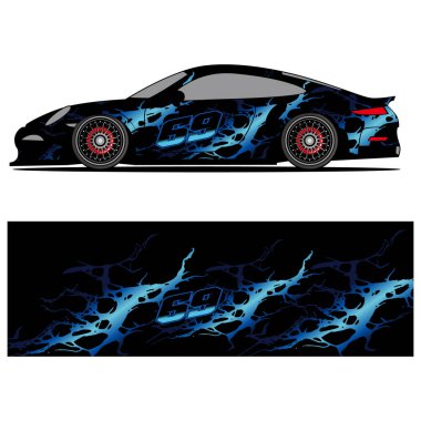 Yarış arabası reklamları için yarış vinili çıkartmasının soyut grafik tasarımı