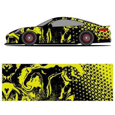 Yarış arabası reklamları için yarış vinili çıkartmasının soyut grafik tasarımı