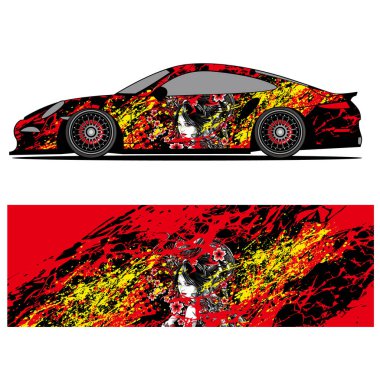 Yarış arabası reklamları için yarış vinili çıkartmasının soyut grafik tasarımı