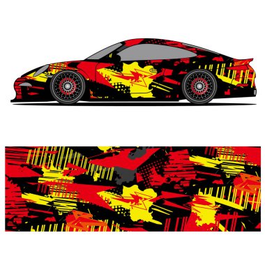 Yarış arabası reklamları için yarış vinili çıkartmasının soyut grafik tasarımı