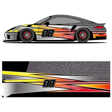 Yarış arabası reklamları için yarış vinili çıkartmasının soyut grafik tasarımı